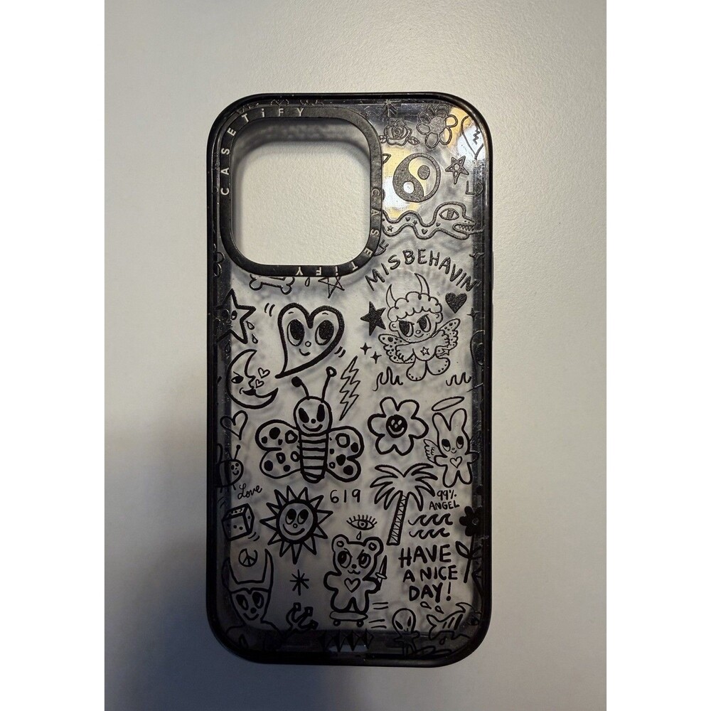 Casetify Misbehavin’ Impact Case for iPhone 14 Pro, Black - Karol G Style